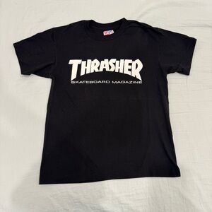 Thrasher Skateboard Magazine Graphic T-Shirt Hanes Heavyweight Youth L Black Tee
